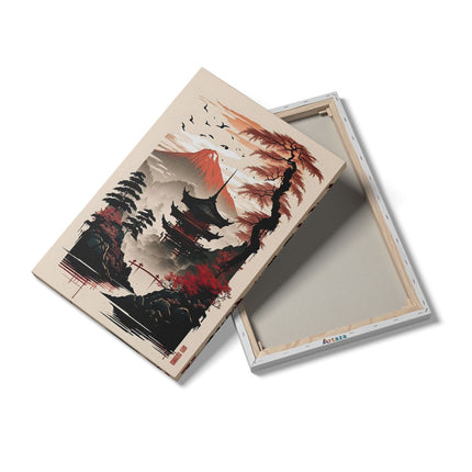 Canvas schilderij details Japans Landschap - Tempel