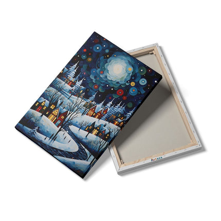 Canvas schilderij details Huisjes in de Winter - Tekening