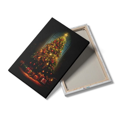 Canvas schilderij details Kerstboom met Versieringen - Decoratie - Kerst