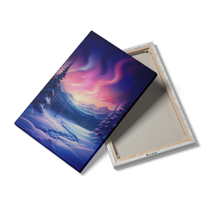 Canvas schilderij details Winter Landschap met het Poollicht