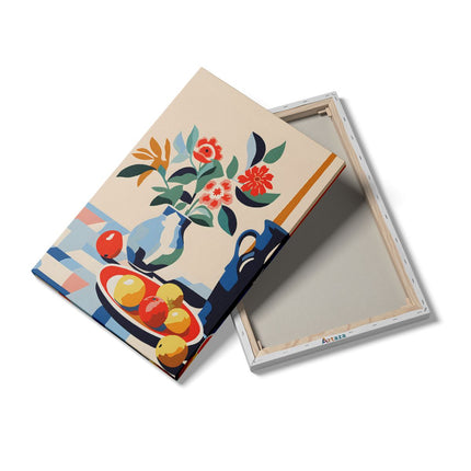 Canvas schilderij details Vaas met Fruit op Tafel - Abstract