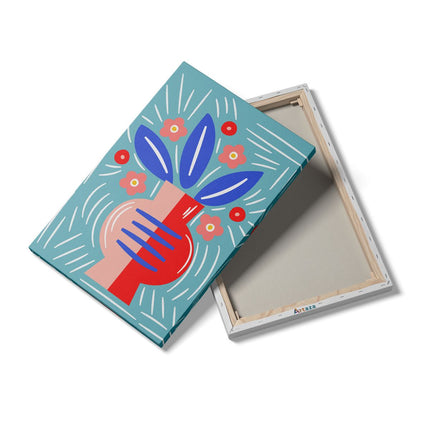 Canvas schilderij details Vaas met Rode Blauwe Kleuren