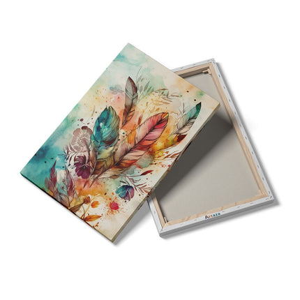 Canvas schilderij details Kleurrijke Veren op Olieverf