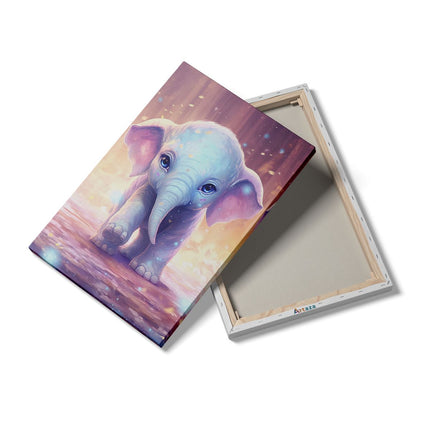 Canvas schilderij details Baby Olifant met Blauwe Ogen