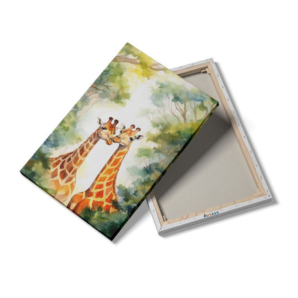 Canvas schilderij details Twee Verliefde Giraffes