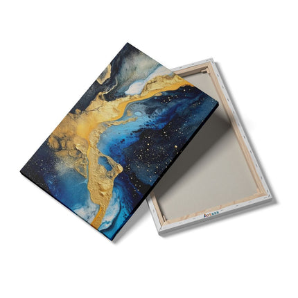 Canvas schilderij details Abstracte Kunst - Blauw met Goud
