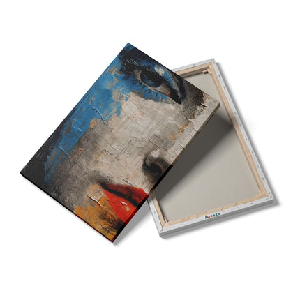 Canvas schilderij details Vrouw met Rode Lippen - Abstract