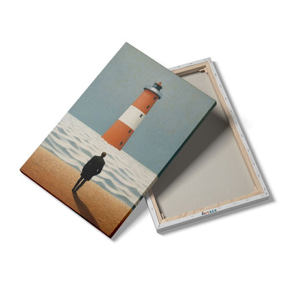 Canvas schilderij details Man bij een Vuurtoren