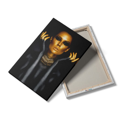 Canvas schilderij details Vrouwen Portret in het Goud en Zwart