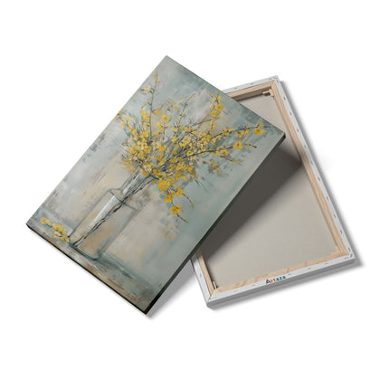 Canvas schilderij details Gele Bloemen in een Vaas