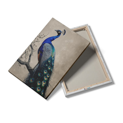 Canvas schilderij details Pauw Zat op een Tak