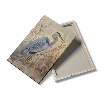 Canvas schilderij details Kunstwerk van een Grote Blauwe Reiger