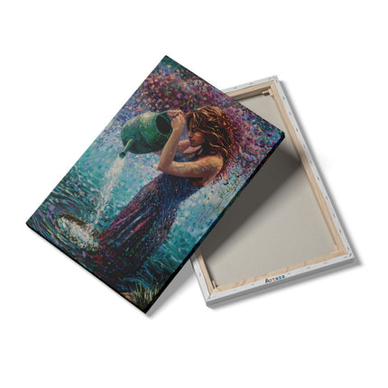 Canvas schilderij details Vrouw Giet Water uit een Gieter