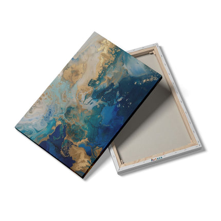 Canvas schilderij details Blauwe en Gouden Kaart van Europa