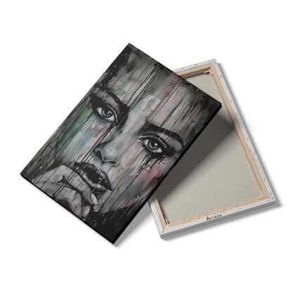 Canvas schilderij details Kunstwerk van een Vrouw met Druipende Verf op haar Gezicht