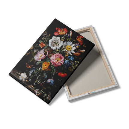 Canvas schilderij details Kunstwerk van Bloemen in een Glazen Vaas