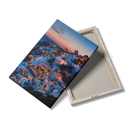 Canvas schilderij details Santorini, Griekenland in de Schemering