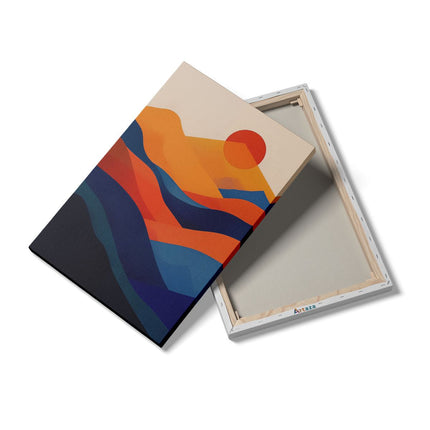 Canvas schilderij details De Zon gaat onder over een Blauw en Oranje Landschap