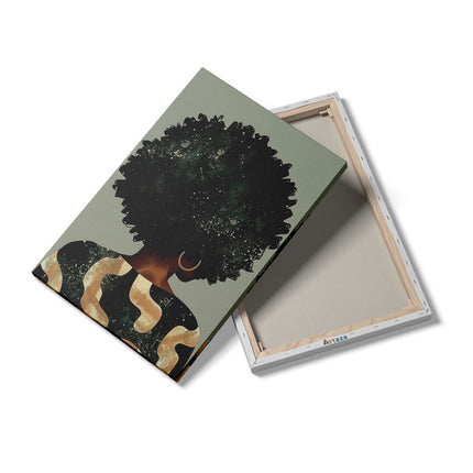 Canvas schilderij details Illustratie van een Vrouw met een Afro