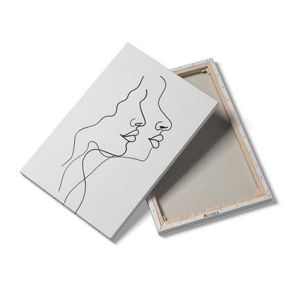 Canvas schilderij details Enkele Lijntekening van het Gezicht van een Vrouw