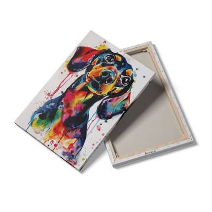 Canvas schilderij details Kleurrijk Kunstwerk van een Teckel