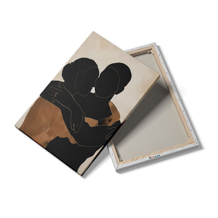 Canvas schilderij details Silhouet van een Knuffelend Stel