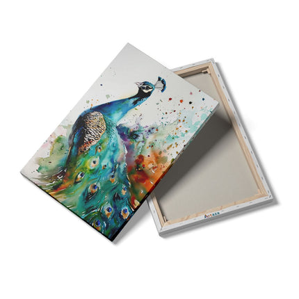 Canvas schilderij details Aquarelkunstwerk van een Pauw
