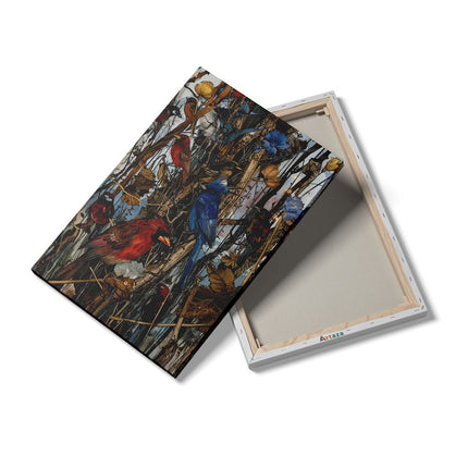 Canvas schilderij details Kunstwerk van Vogels in een Veld