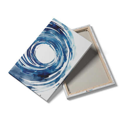 Canvas schilderij details Blauwe Werveling van Water op een Witte Achtergrond