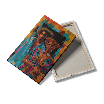 Canvas schilderij details Man en een Vrouw Staan ​​Naast Elkaar