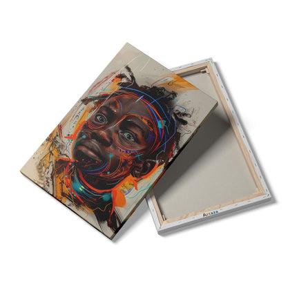 Canvas schilderij details Het Gezicht van een Jonge Afrikaanse Man met Dreadlocks op zijn Gezicht