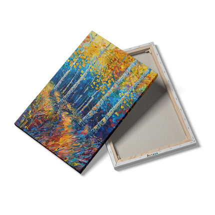 Canvas schilderij details Kunstwerk van Berkenbomen in de Herfst