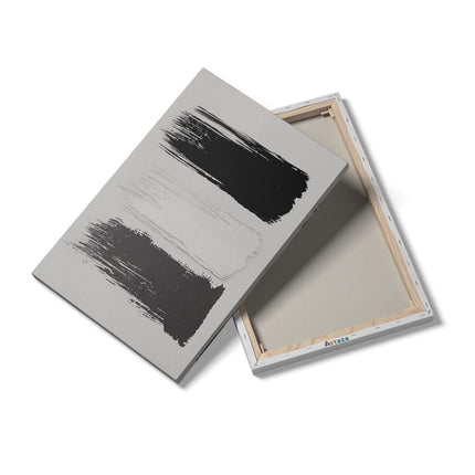 Canvas schilderij details Zwart Witte Penseelstreken op een Witte Achtergrond