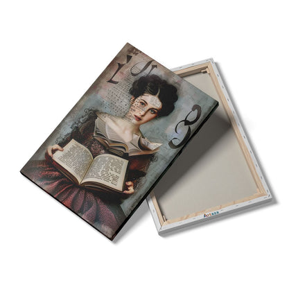 Canvas schilderij details Vrouw die een Boek Leest