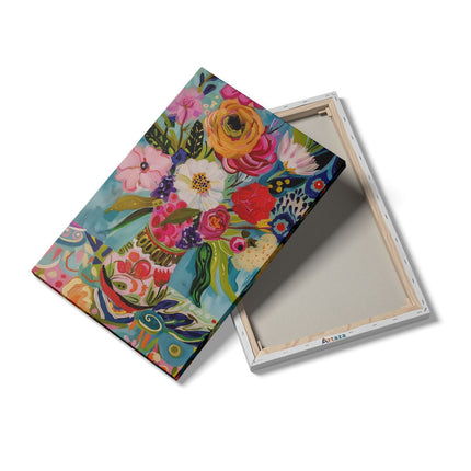 Canvas schilderij details Kleurrijke Bloemen in een Vaas