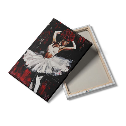 Canvas schilderij details Kunstwerk van een Ballerina met Rozen op haar Hoofd