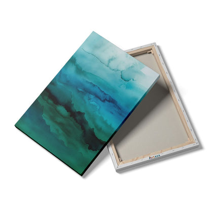 Canvas schilderij details Aquarelkunstwerk van een Blauwe en Groene Zee