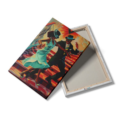 Canvas schilderij details Paar Dansen op een Trap
