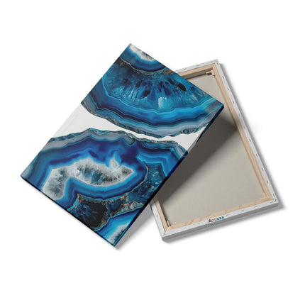 Canvas schilderij details Twee Stukken Blauwe Agaat op een Witte Achtergrond
