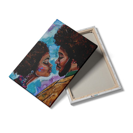 Canvas schilderij details Kunstwerk van een Man en een Vrouw die Elkaar Kussen