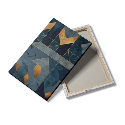 Canvas schilderij details Blauw en Goud Geometrisch Patroon