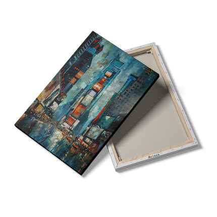 Canvas schilderij details Kunstwerk van Times Square in de Regen