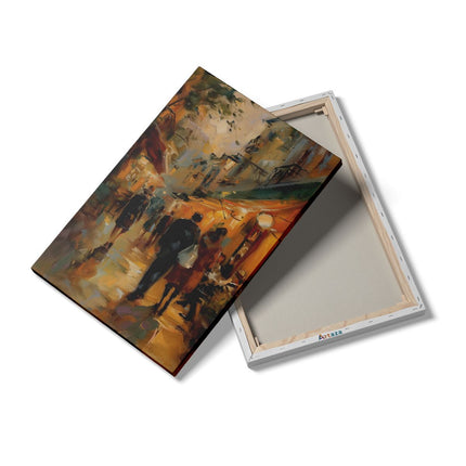Canvas schilderij details Kunstwerk van Mensen die door een Straat Lopen