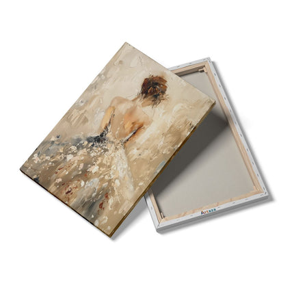 Canvas schilderij details Kunstwerk van een Vrouw in een Jurk