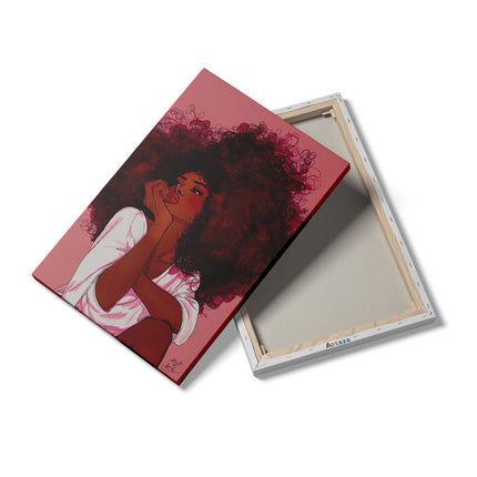 Canvas schilderij details Zwarte Vrouw met een Krullende Afro