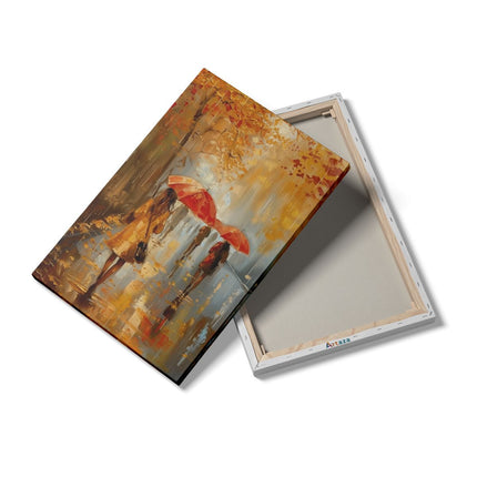 Canvas schilderij details Mensen die met Paraplu's in de Regen Lopen