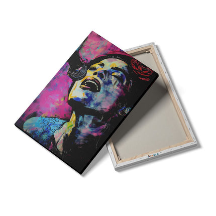 Canvas schilderij details Vrouw Zingt in een Microfoon