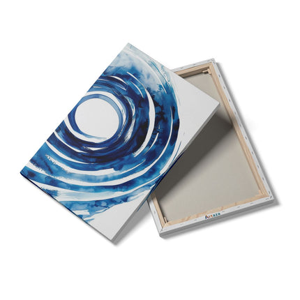 Canvas schilderij details Werveling van Blauwe Verf op een Witte Achtergrond