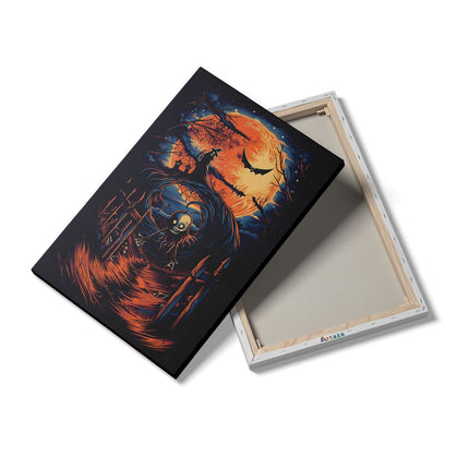 Canvas schilderij details Afbeelding van een Skelet voor een Volle Maan