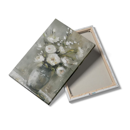 Canvas schilderij details Witte Bloemen in een Vaas